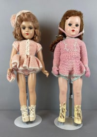 Group of 2 Vintage Ice Skating Plastic Dolls
