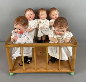Set of Vintage Japanese Dionne Quintuplet Dolls