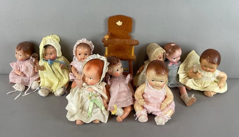 Group of Vintage Japanese Dionne Quintuplet Dolls and More