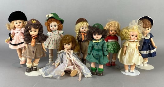 Group of 9 Sleepy Eye Plastic Dolls