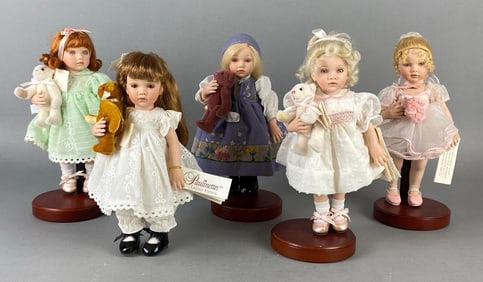Group of 5 Paulinettes Porcelain Collectors Dolls