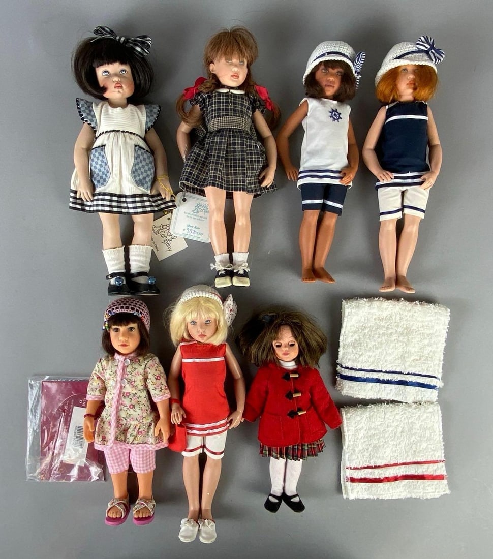 Group of Kish and Co. Dolls and More: Kish and Co., Tonner, any Gotz, Some with original tags, Tallest doll measures 11 inches tall.