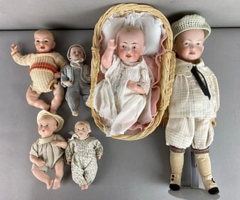 Group of 6 Vintage Porcelain Dolls