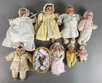 Group of 9 Porcelain Baby Dolls