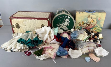 Group of Vintage Doll Clothes and Accessory Cases