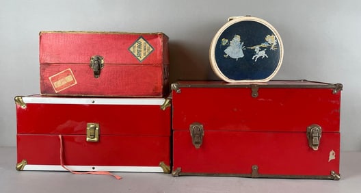 Group of Vintage Doll Travel Cases
