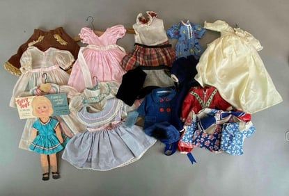 Group of Vintage Doll Dresses and More