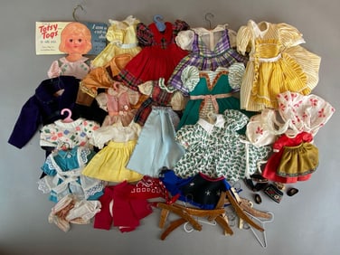 Group of Vintage Doll Dresses and More