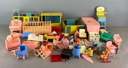 Group of Vintage Miniature Doll Furniture and More