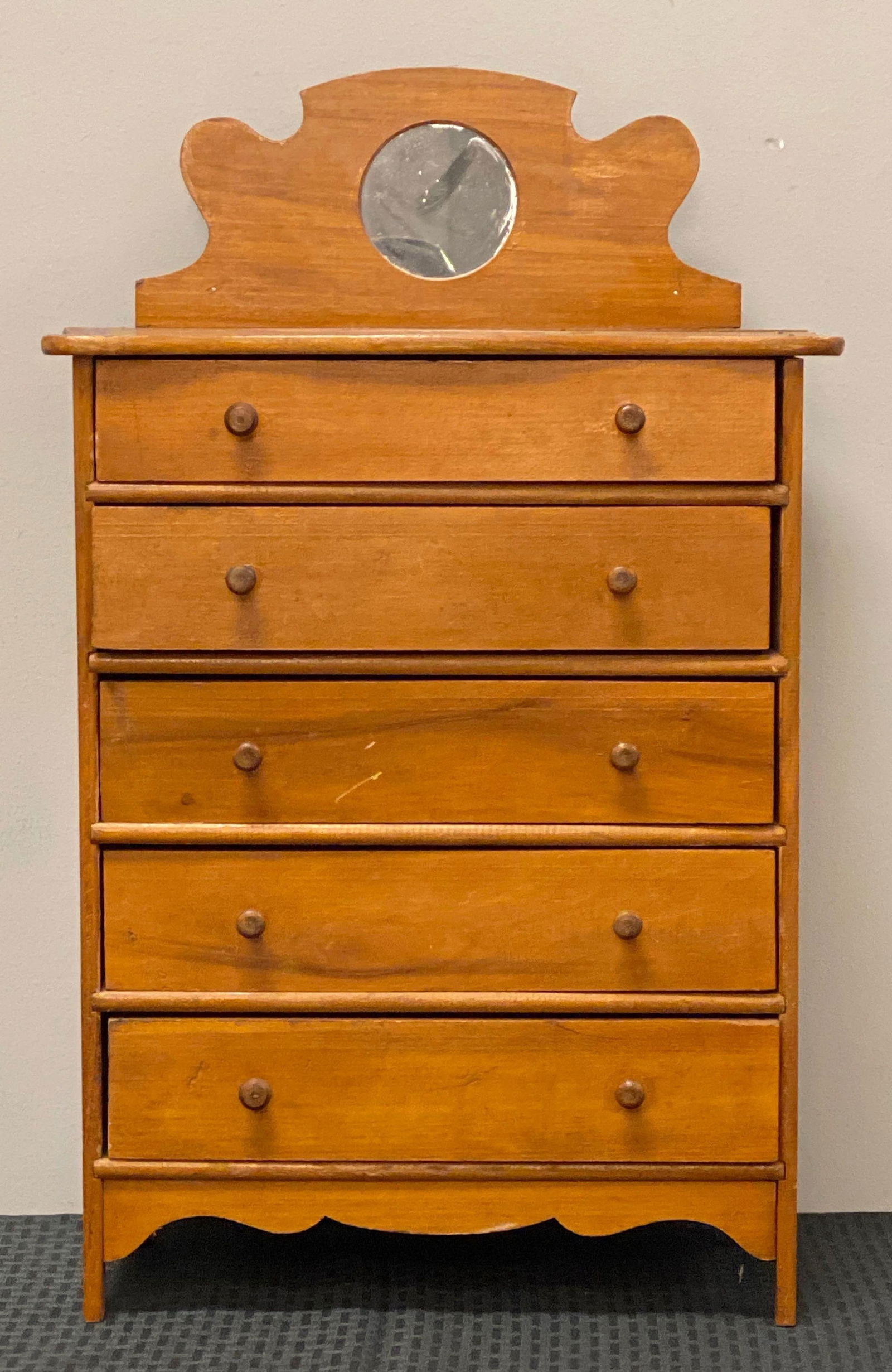 Vintage Miniature Doll 5 Drawer Wood Dresser (1 of 5)