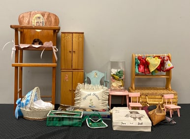 Group of Miniature Doll Furniture and More