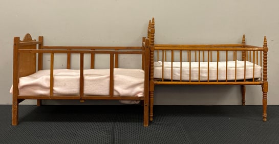 Group of 2 Miniature Doll Wood Cribs