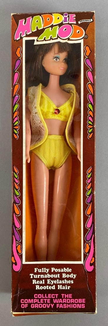 Vintage Mego Maddie Mod Brunette Fashion Doll: 1970 Long Hair. In original box. Box measures 12 1/2 x 3 1/2 x 1 3/4 inches.