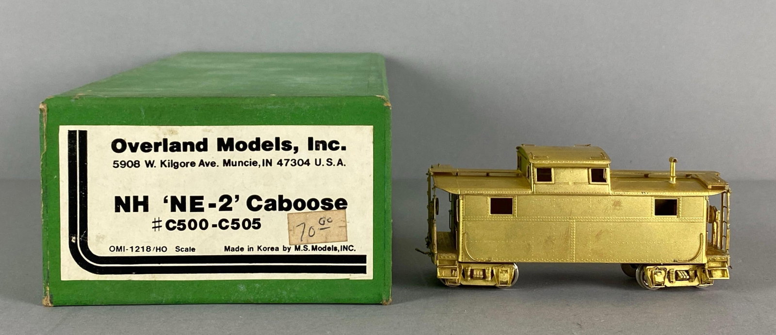 Overland Models Brass HO Scale NH RR NE-2 Caboose: Made in Korea in original box, Untested, New Haven Railroad, measures 4 1/4 inches in length