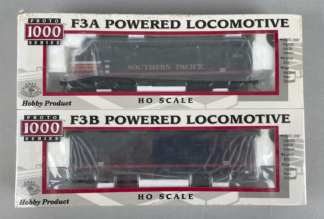 Set of Proto Series 1000 HO Scale F3A and B Powered Locomotives: Southern pacific, sealed original packaging