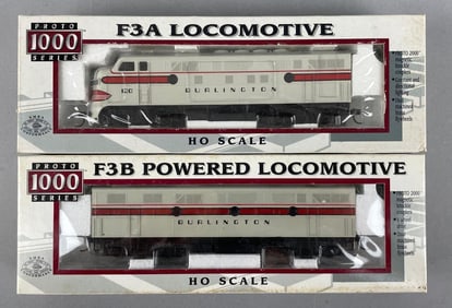 373 Set of Proto Series 1000 HO Scale F3A and B Burlington Locomotives