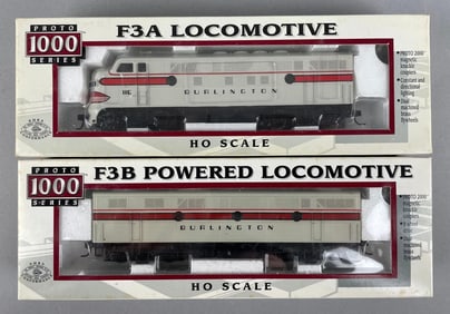 Set of Proto Series 1000 HO Scale F3A and B Burlington Locomotives