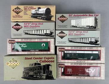 Group of Proto 2000 Series HO Scale Model Kit Train Cars