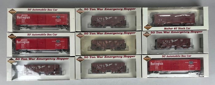 Group of Proto 2000 Series HO Scale Train Cars