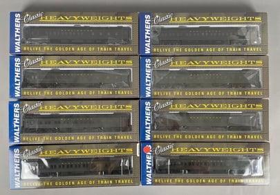 Group of Walthers Heavyweights HO Scale Pullman Burlington Passenger Train Cars