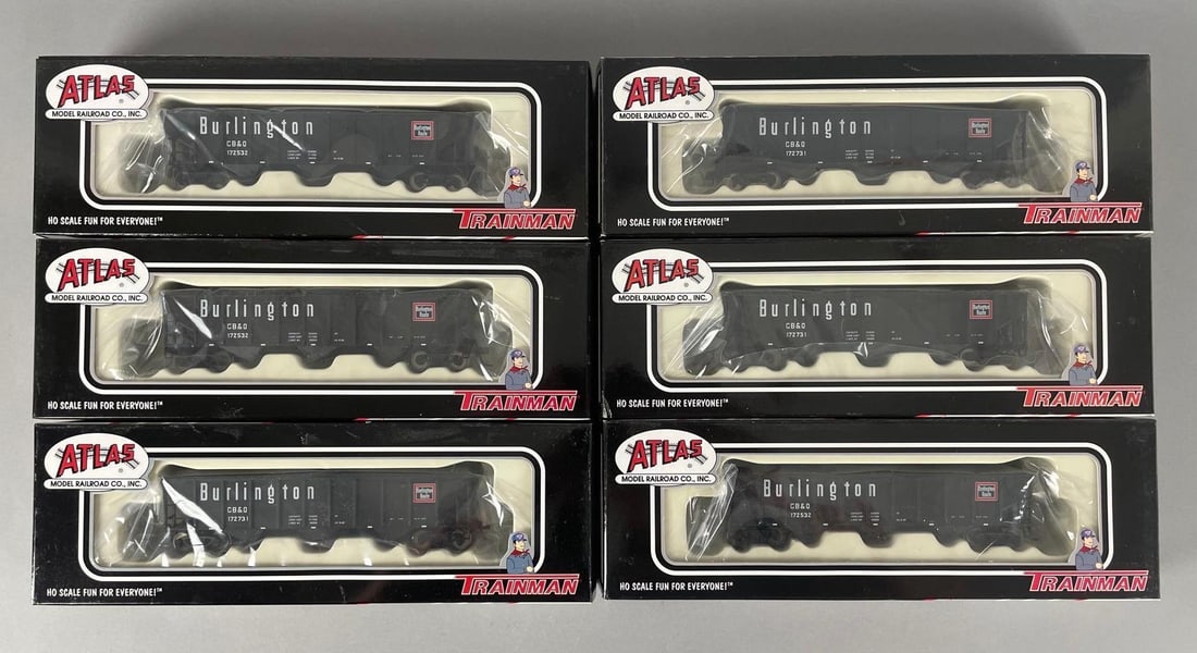 Group of Atlas Trainman HO Scale CB&Q Hopper Train Cars (1 of 2)