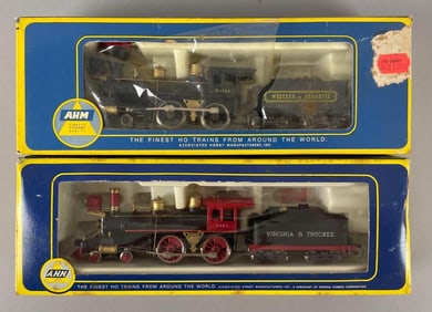 Group of 2 AHM HO Scale Steam Locomotives with Tenders