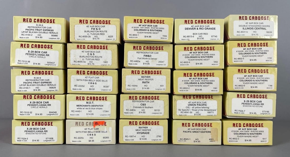Group of Red Caboose HO Scale Train Car Model Kits (1 of 2)