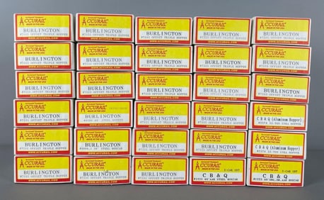 Group of Accurail HO Scale Burlington Train Cars