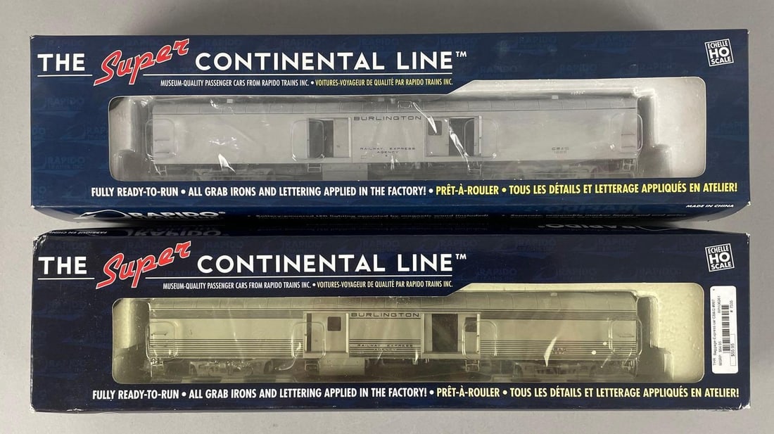 Group of Rapido Trains HO Scale Continental Line Burlington Passenger Train Cars (1 of 3)