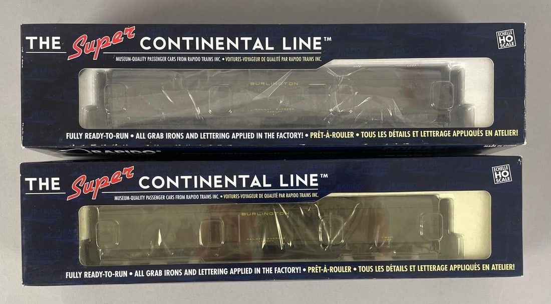 Group of Rapido Trains HO Scale Continental Line Burlington Passenger Train Cars (1 of 3)