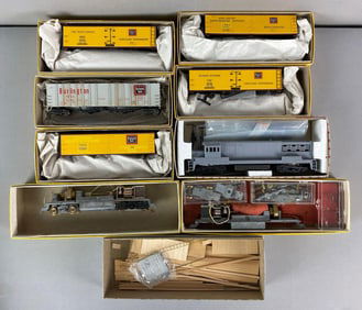Group of HO Scale Model Train Cars