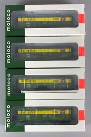 Group of 4 Moloco HO Scale Burlington Route Box Cars
