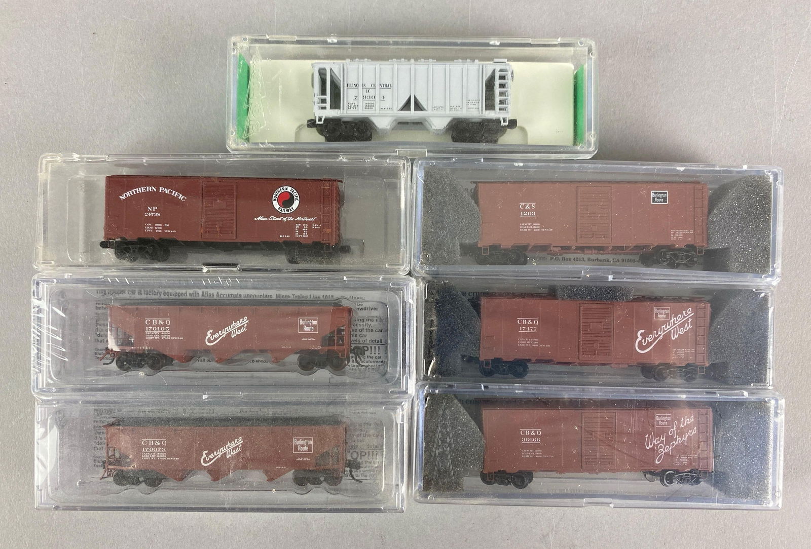 Group of N Scale Model Train Box Cars (1 of 2)