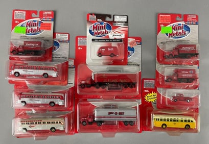 Group of Mini Metals HO Scale Die-Cast Vehicles
