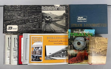 Group of Burlington Train Car Drawing Books and More