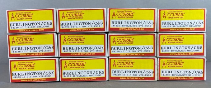 Group of 12 Accurail HO Gauge Burlington C and S Boxcars