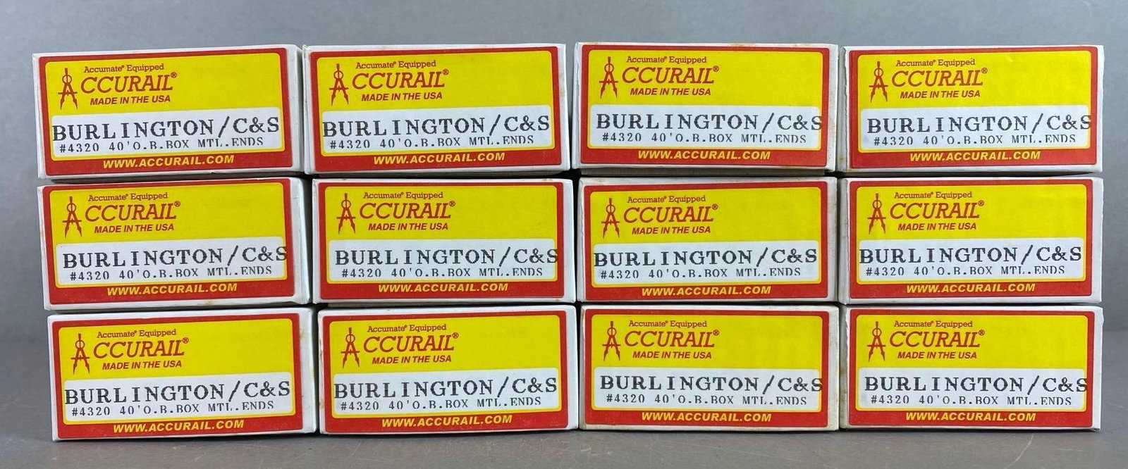 Group of 12 Accurail HO Gauge Burlington C and S Boxcars (1 of 3)