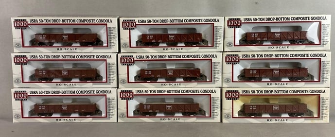 Group of 12 Proto 1000 Series HO Gauge CB and Q USRA Gondolas