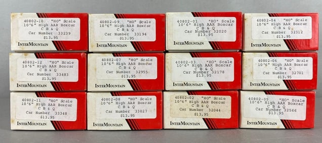 Group of 12 Assorted InterMountain Railway Company HO Gauge Boxcars