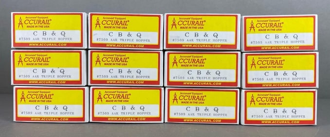 Group of 12 Accurail HO Scale CB and Q AAR Triple Hoppers