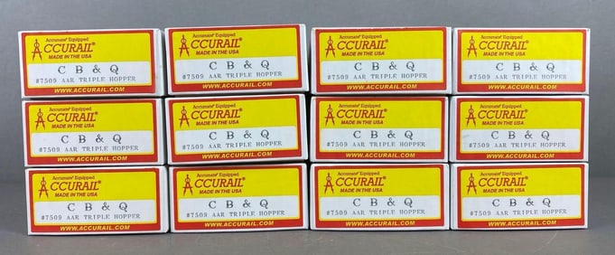 Group of 12 Accurail HO Scale CB and Q AAR Triple Hoppers