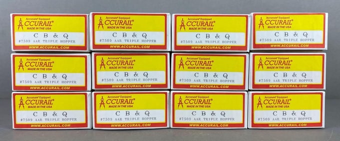 Group of 12 Accurail HO Scale CB and Q AAR Triple Hoppers