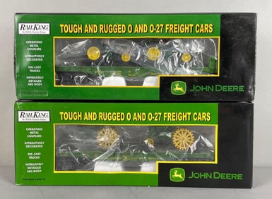 Group of M.T.H. Rail King O Scale John Deere Transport Train Cars