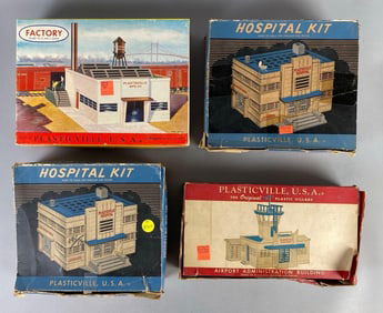 Group of 4 Plasticville O-Scale Locomotive Building Kits
