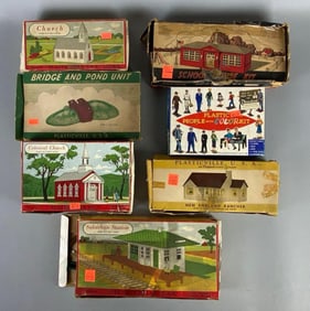 Group of 7 Plasticville O-Scale Railroad Model Kits