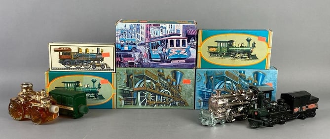 Group of Avon Railroad Perfume Bottles and More