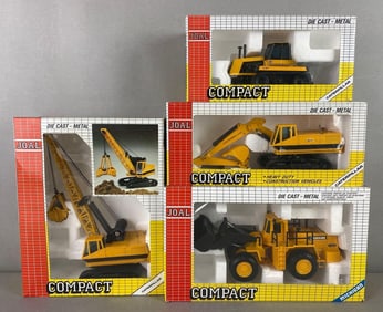 Group of 4 Joal Compact Die-Cast Construction Equipment Vehicles