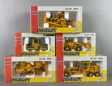 Group of 5 Joal Compact Die-Cast Caterpillar Construction Equipment Vehicles