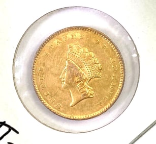 1854 $1 Indian Head Princess Gold Coin