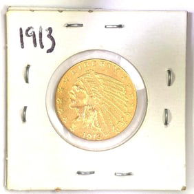 1913 $2.50 Indian Head Gold Coin